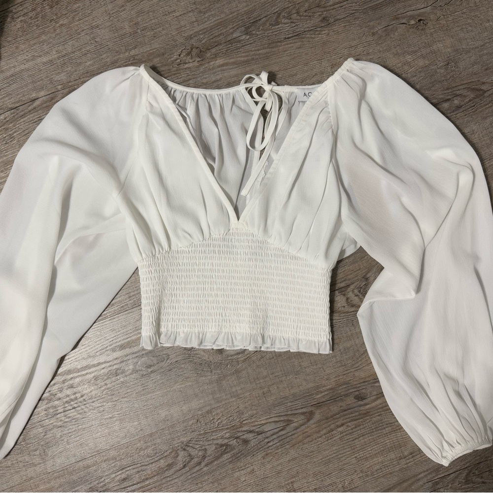 VICI Elegant White Smocked Blouse